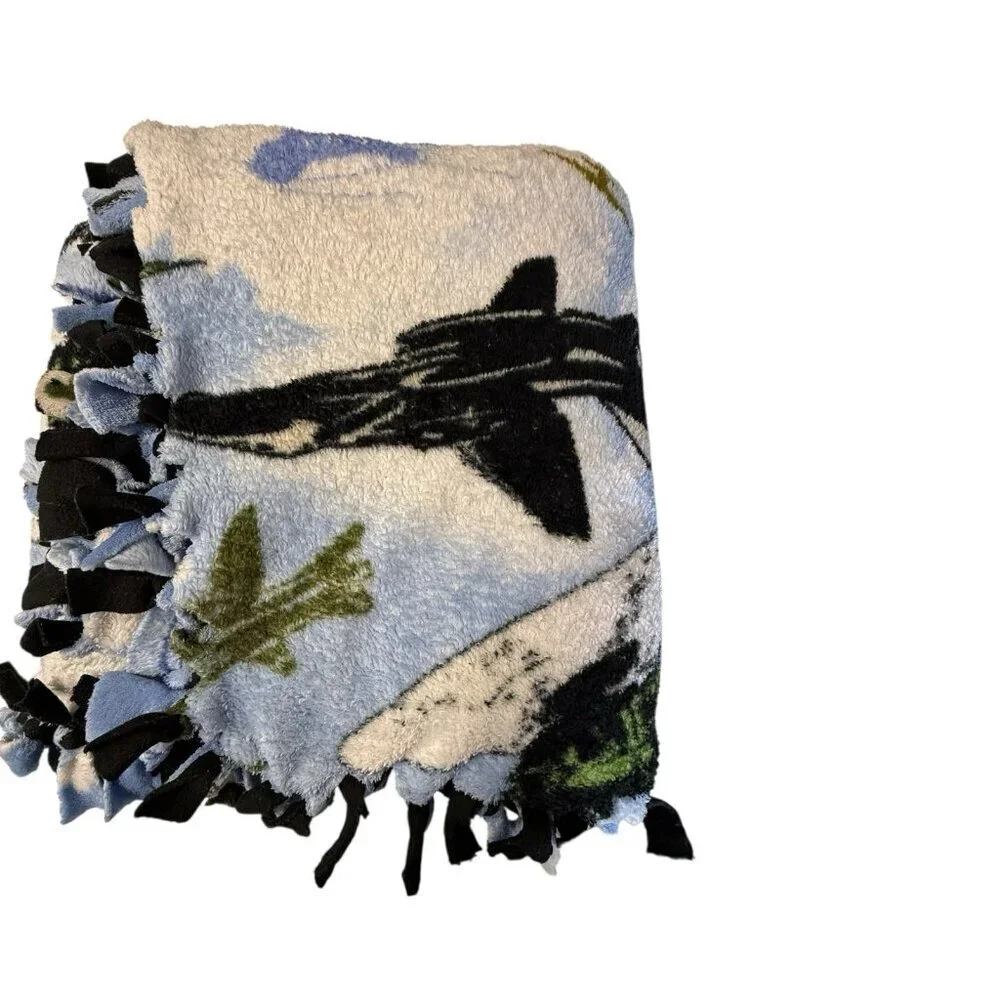 Handmade Fleece Tie Blanket ~ Military Jets Army Air Force Throw 47